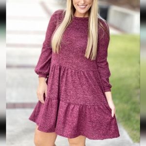 RebornJ Wine Doubled Tiered Dress